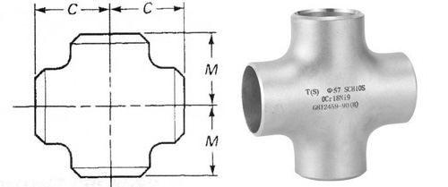 Размеры креста ASME b 16,9 Buttweld прямого